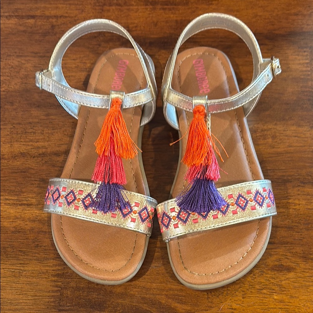 Gymboree Orange and Purple Tassel Flip Flops
